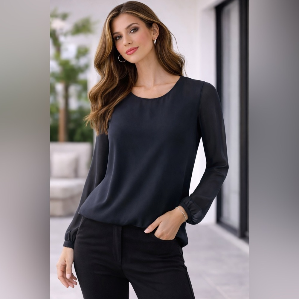 Banana Republic Sheer Silk Long Sleeve Blouse Grey – XS new without tags